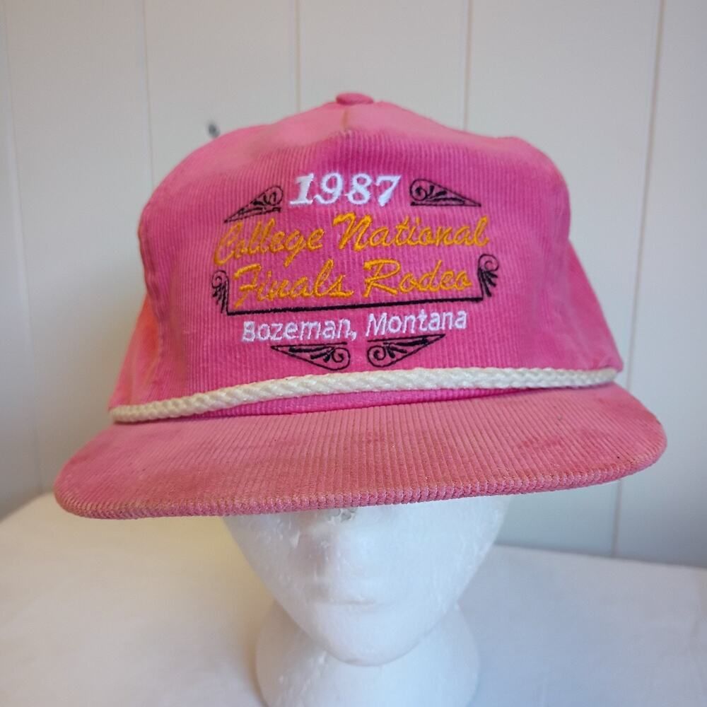 Rare Vintage 1987 College National Finals Rodeo Bozeman, Montana Pink Rope Hat